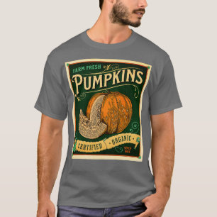 Vintage Pumpkin Farm Sign Halloween Thankgiving Vi T-Shirt