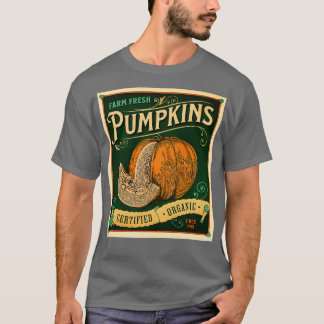Vintage Pumpkin Farm Sign Halloween Thankgiving Vi T-Shirt