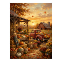 🎃 Vintage Pumpkin Farm Stand Canvas Print | Rusti