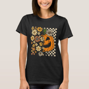 Vintage Pumpkin Flower Halloween Fall Thankgiving T-Shirt