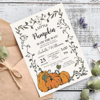 Vintage Pumpkin Gender Neutral Baby Shower Invitation