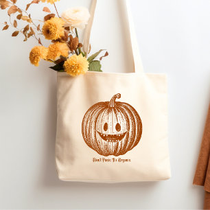 Vintage Pumpkin Halloween Don't Panic It's Organic Tote Bag