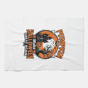 Vintage Pumpkin Halloween Great Again Shirt Design Tea Towel