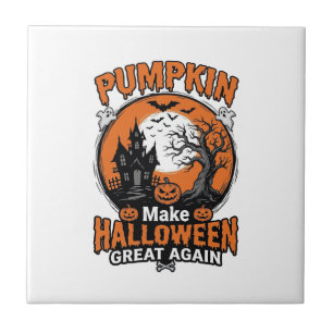 Vintage Pumpkin Halloween Great Again Shirt Design Tile