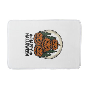 Vintage Pumpkin Halloween Jack O Lantern Forest Sh Bath Mat