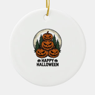 Vintage Pumpkin Halloween Jack O Lantern Forest Sh Ceramic Tree Decoration