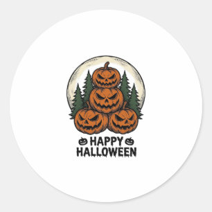 Vintage Pumpkin Halloween Jack O Lantern Forest Sh Classic Round Sticker