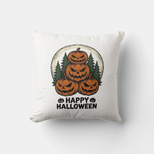 Vintage Pumpkin Halloween Jack O Lantern Forest Sh Cushion
