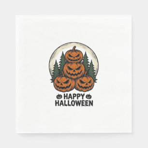 Vintage Pumpkin Halloween Jack O Lantern Forest Sh Napkin
