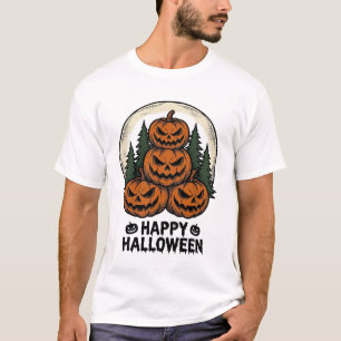 Vintage Pumpkin Halloween Jack O Lantern Forest Sh T-Shirt