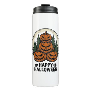 Vintage Pumpkin Halloween Jack O Lantern Forest Sh Thermal Tumbler