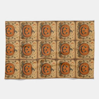 Vintage Pumpkin Halloween Table Runner Tea Towel