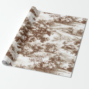 Vintage Pumpkin Harvest Countryside Toile (10) Wrapping Paper