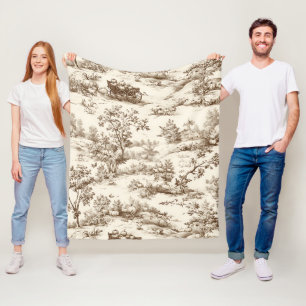 Vintage Pumpkin Harvest Countryside Toile (4) Fleece Blanket