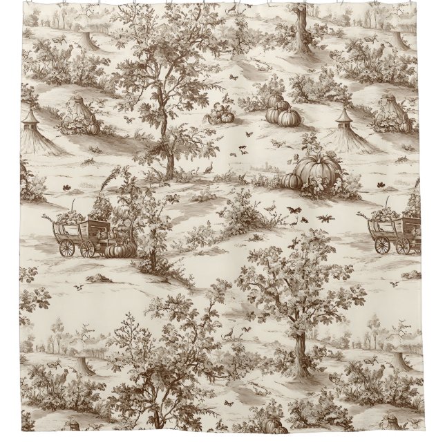 Vintage Pumpkin Harvest Countryside Toile (5) Shower Curtain (Front)