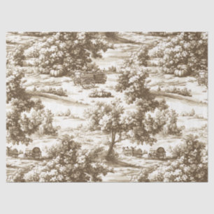 Vintage Pumpkin Harvest Countryside Toile (6) Tissue Paper