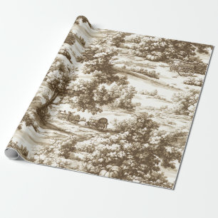 Vintage Pumpkin Harvest Countryside Toile (6) Wrapping Paper