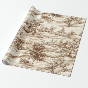 Vintage Pumpkin Harvest Countryside Toile (9) Wrapping Paper