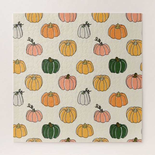 Vintage Pumpkin Harvest, Seamless Pattern. Jigsaw Puzzle (Vertical)