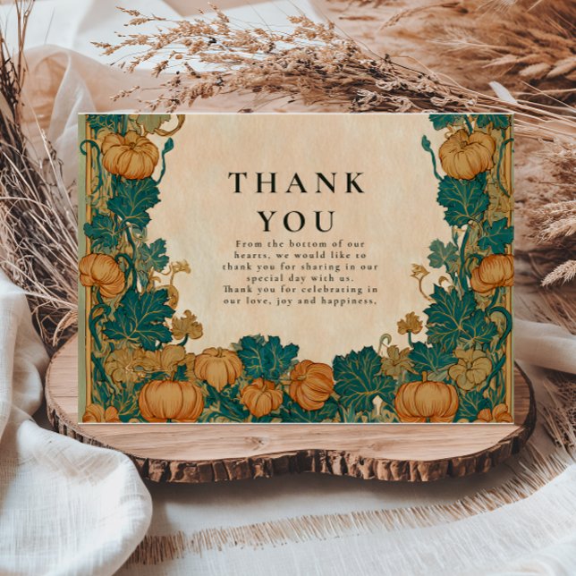 Vintage Pumpkin Harvest Wedding Thank You Card (Creator Uploaded)