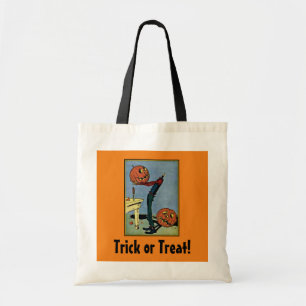 Vintage Pumpkin Head Man Trick or Treat Tote