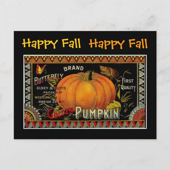 Vintage Pumpkin Label illustration - Postcard (Front)