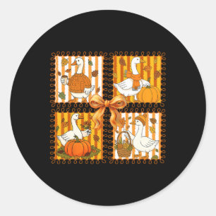 Vintage Pumpkin Latte Silly Goose Coquette Bow Tha Classic Round Sticker