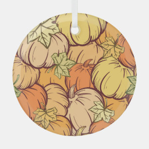 Vintage pumpkin leaves pattern. glass tree decoration