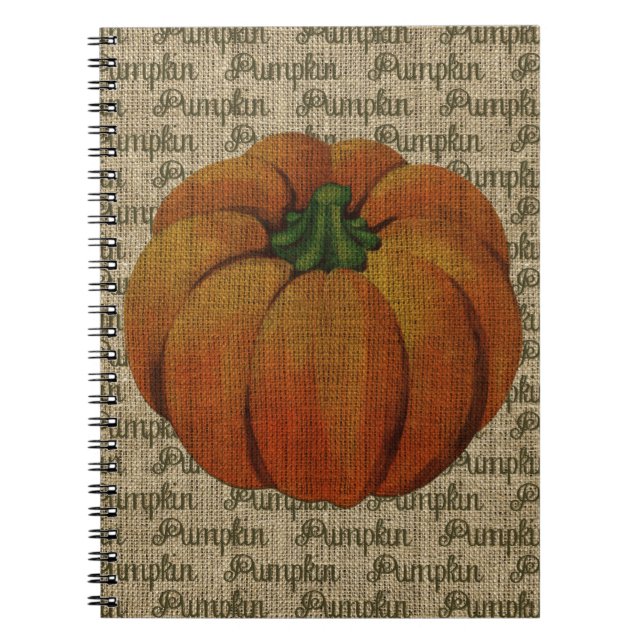 Vintage Pumpkin on Burlap Notebook (Front)