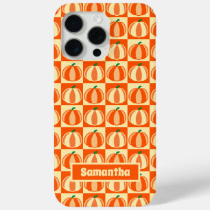 Vintage Pumpkin Orange Tartan Plaid Thanksgiving iPhone 15 Pro Max Case