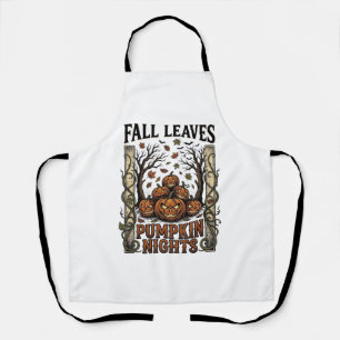 Vintage Pumpkin Shirt Fall Leaves Spooky Harvest A Apron