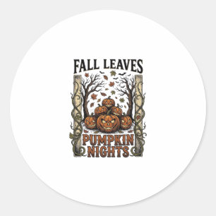 Vintage Pumpkin Shirt Fall Leaves Spooky Harvest A Classic Round Sticker