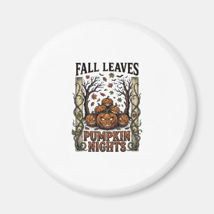 Vintage Pumpkin Shirt Fall Leaves Spooky Harvest A Magnet