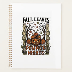 Vintage Pumpkin Shirt Fall Leaves Spooky Harvest A Planner