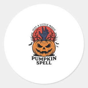 Vintage Pumpkin Spell Halloween Witch Hand Art_1 Classic Round Sticker