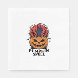 Vintage Pumpkin Spell Halloween Witch Hand Art_1 Napkin