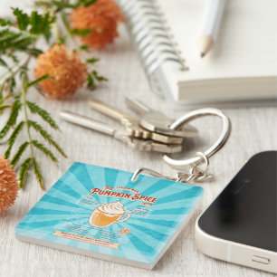 Vintage Pumpkin Spice Latte - Recipe Poster Key Ring