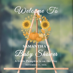 Vintage Pumpkin Sunflower Wreath Fall Baby Shower  Acrylic Sign