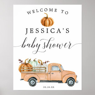 Vintage Pumpkin Truck Baby Shower Welcome Sign