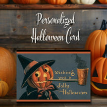 Vintage Pumpkin Witch and Pipe Custom Halloween