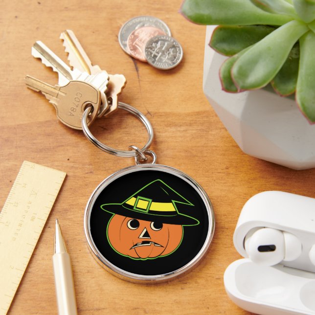 Vintage Pumpkin Witch Keychain (Desk)