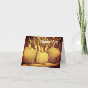 Vintage Pumpkins Cornstalks Fall Thank You Card