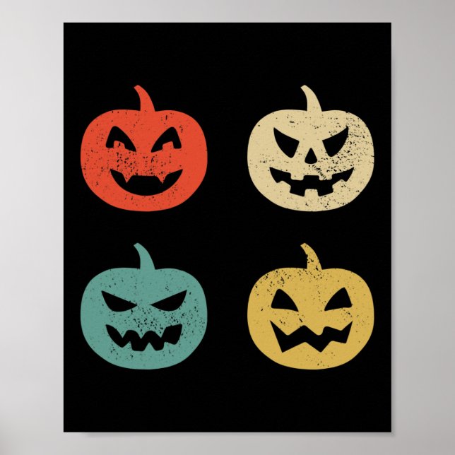 Vintage Pumpkins Fun Halloween Retro Gift  Poster (Front)