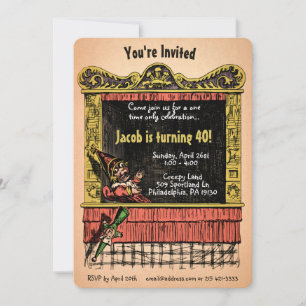 Vintage Punch and Judy Style Customisable Invitation
