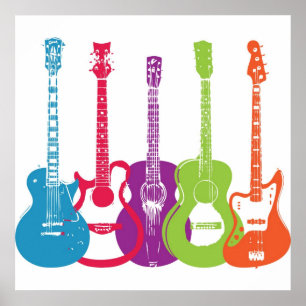 Vintage Punk Retro Guitars Poster