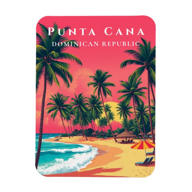 Vintage Punta Cana Dominican Republic Beach Travel Magnet (Vertical)