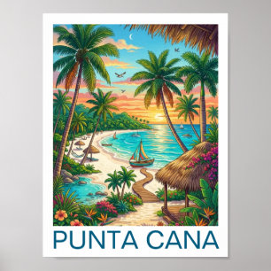 Vintage Punta Cana Dominican Republic Vacation Poster