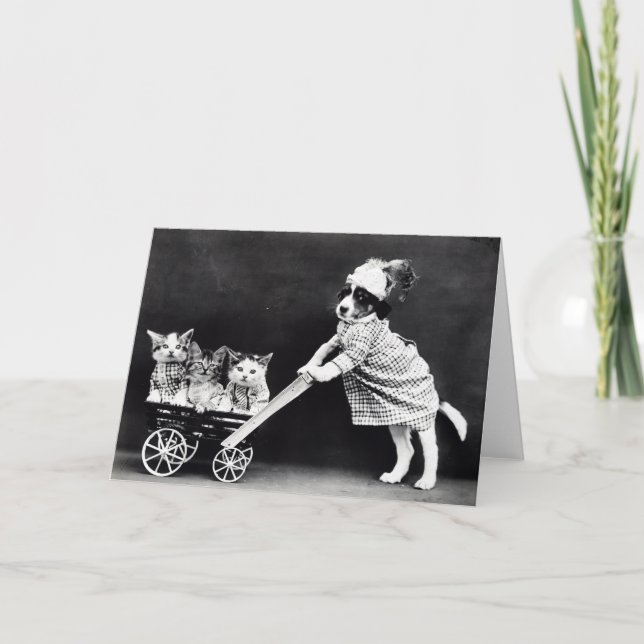 Vintage Puppies and Kittens Note Cards (Front)
