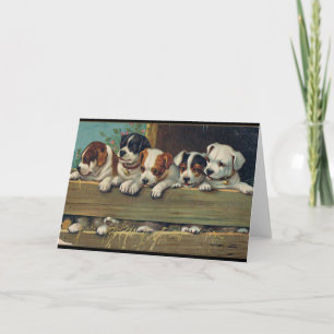 Vintage Puppies Illustration, Hunde-Welpen Card