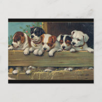 Vintage Puppies Illustration, Hunde-Welpen